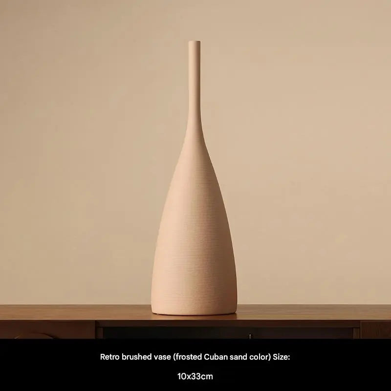 Hand-Brushed Ceramic Vase – Morandi-Style