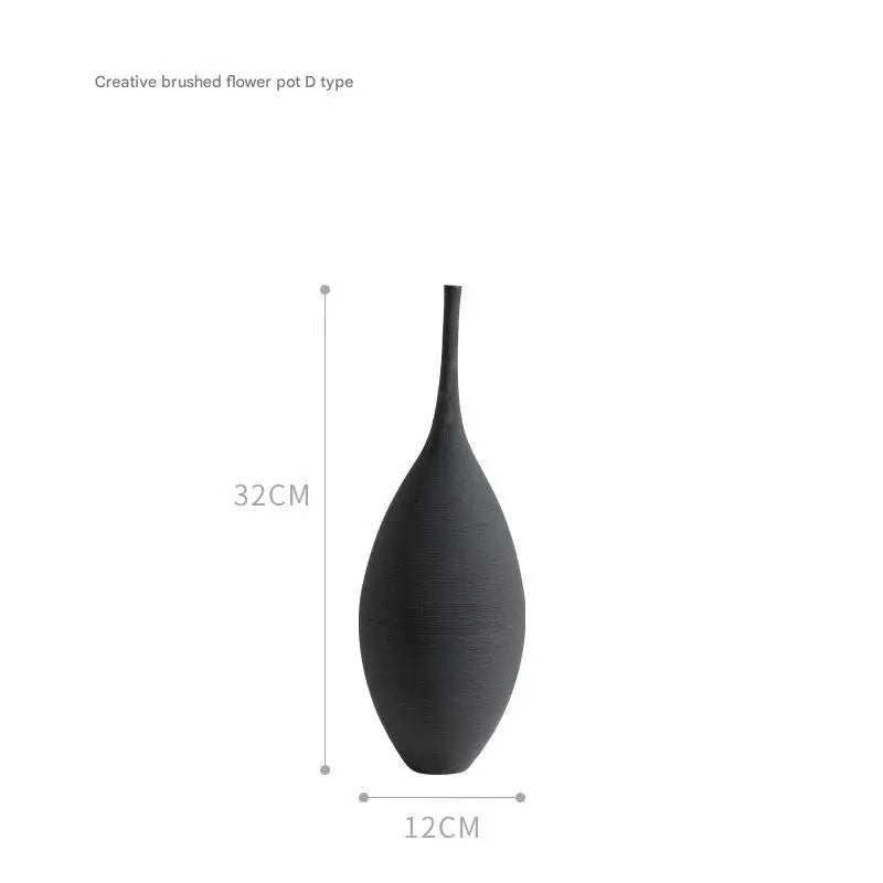 White Black Ceramic Vase Set, Modern Minimalist Ornaments