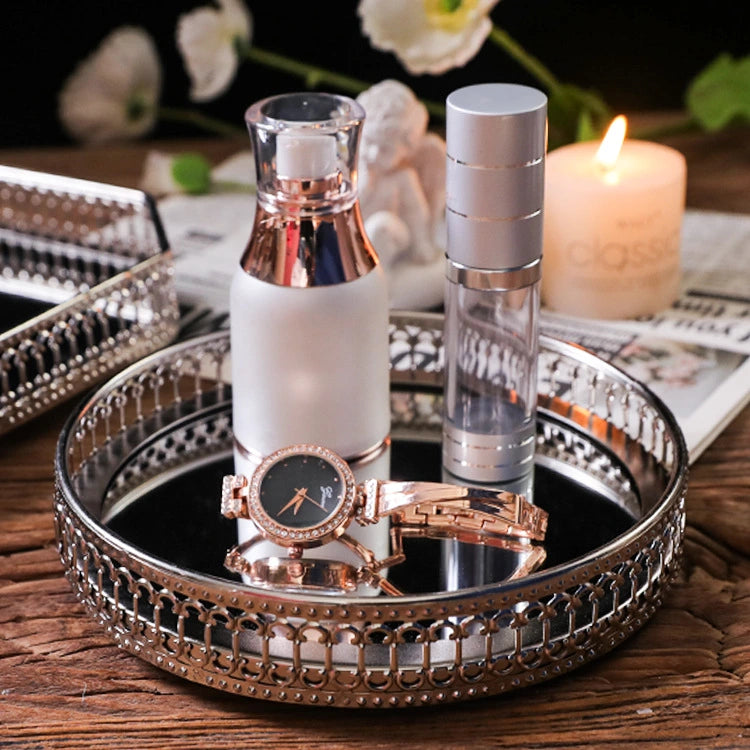 Silver Metal Luxury Mirror Tray
