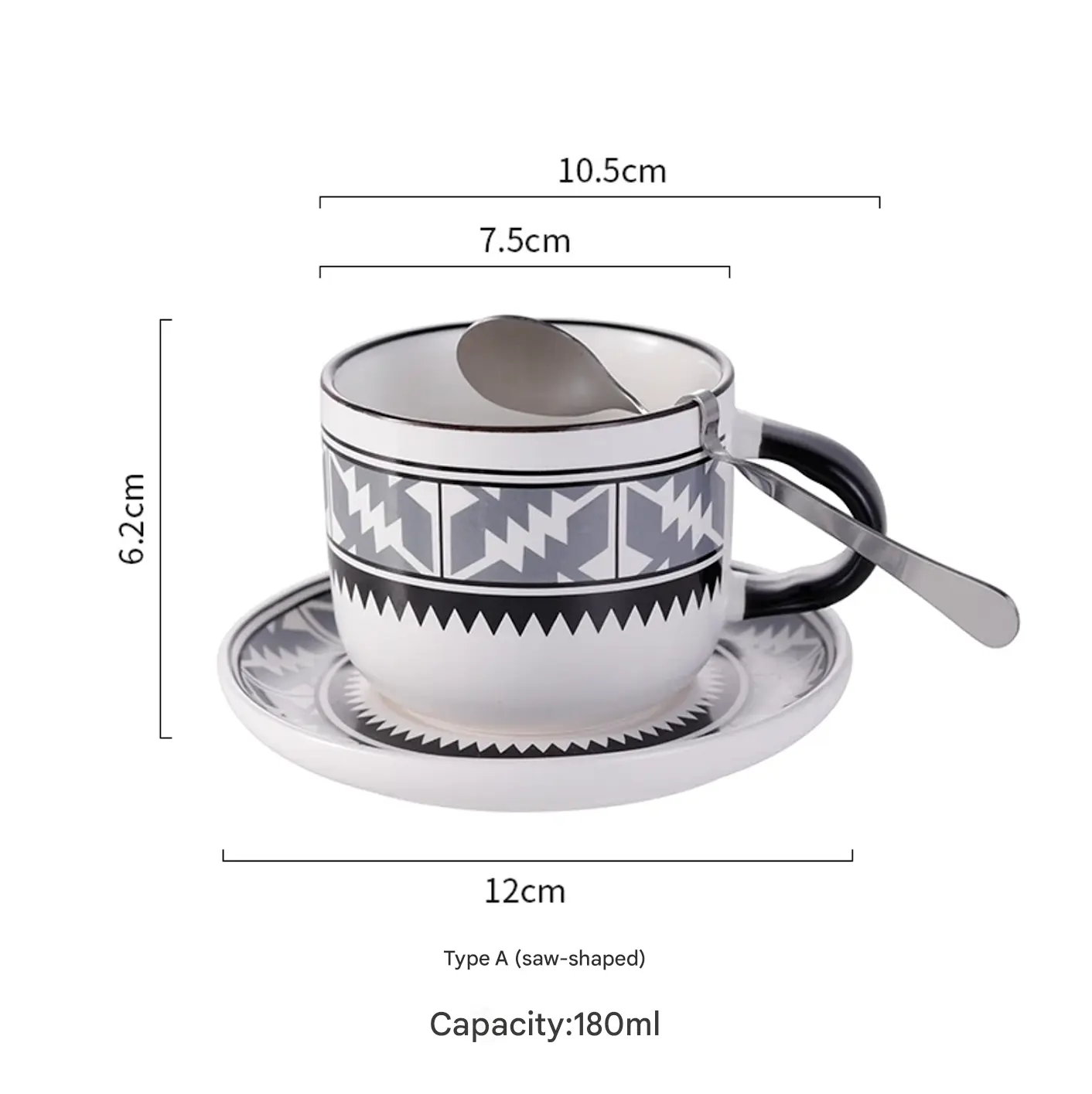 Luxury European Porcelain Espresso Coffee Cup Saucer Set with Spoon
