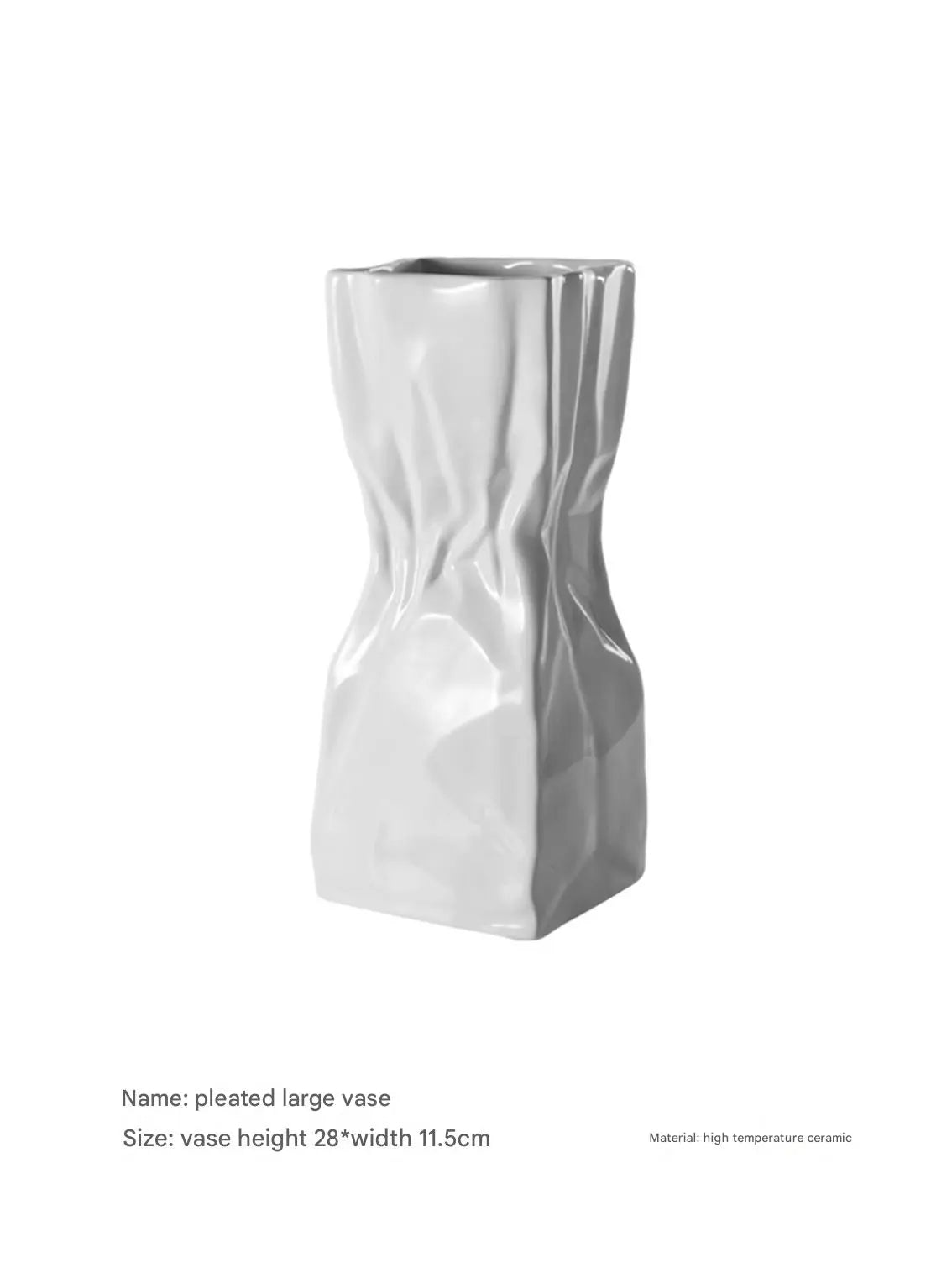 Pleated Vase Glossy White Large