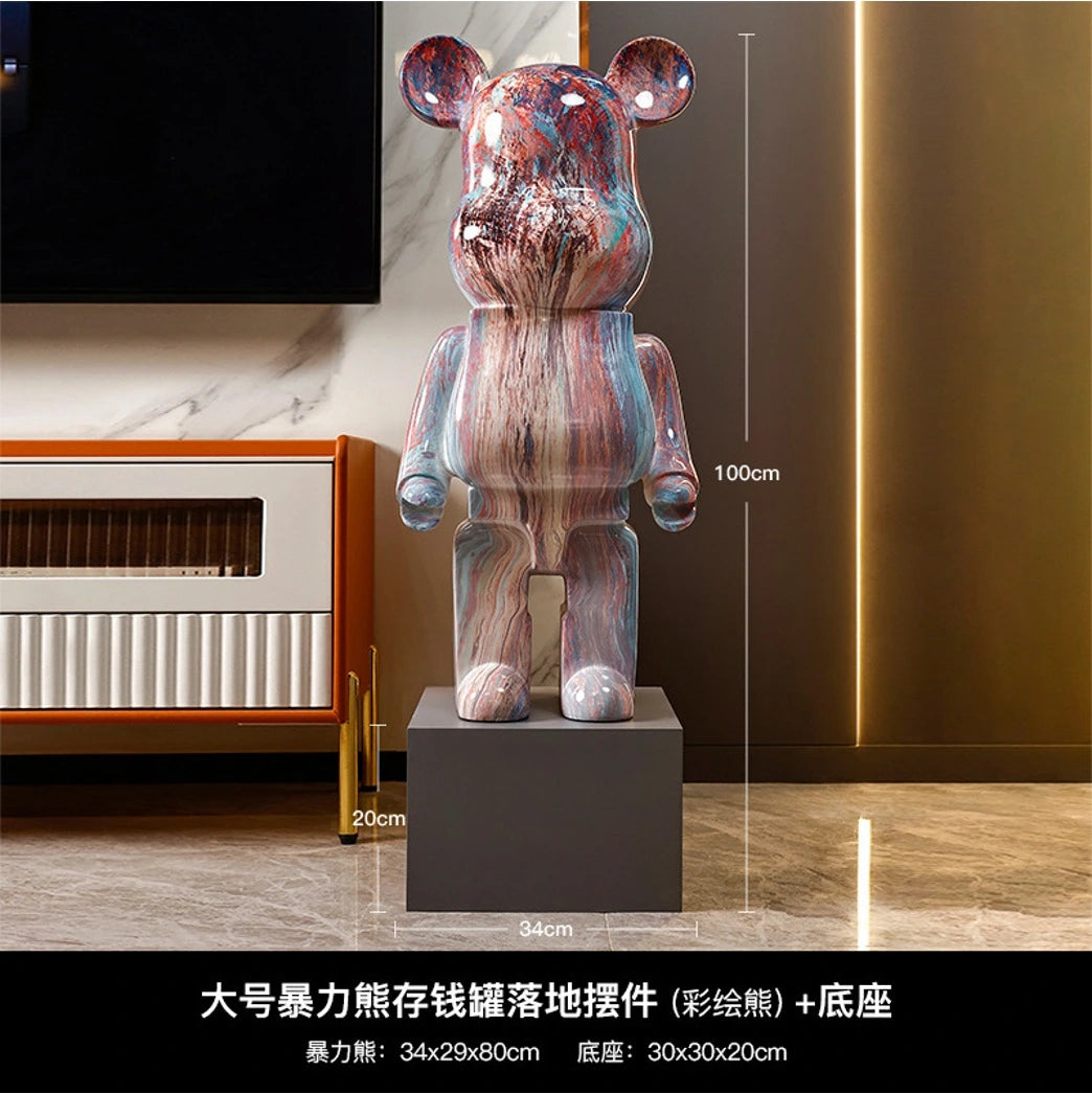 100 CM Painted Violent Bear + Base