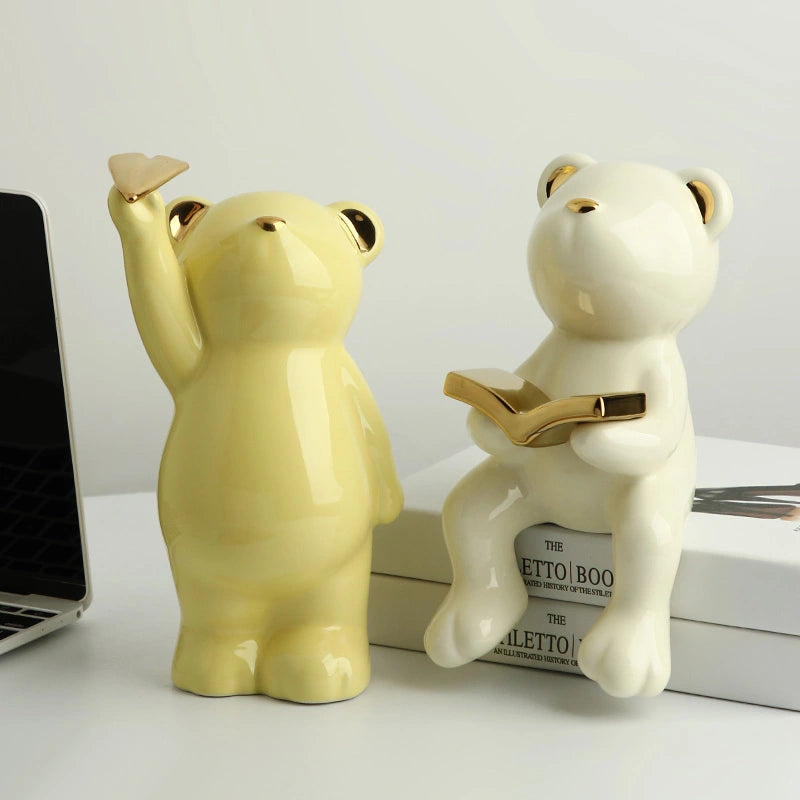 Playful Bear Lying Reader - Glossy Ambrosia Green