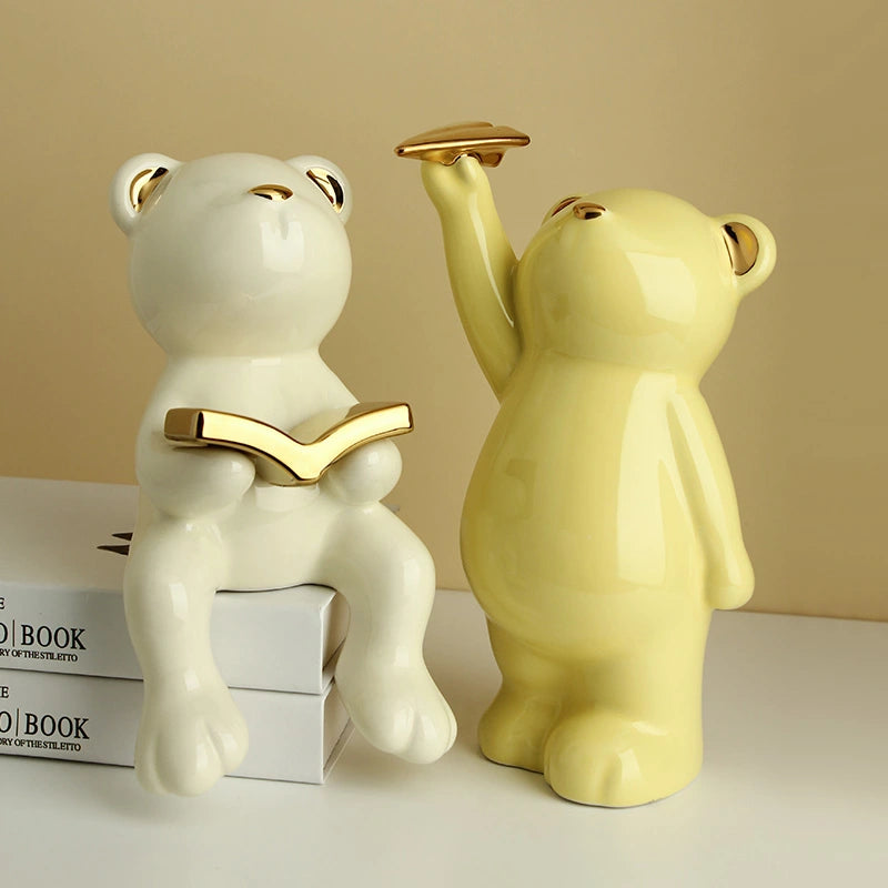 Playful Bear Lying Reader - Glossy Ambrosia Green