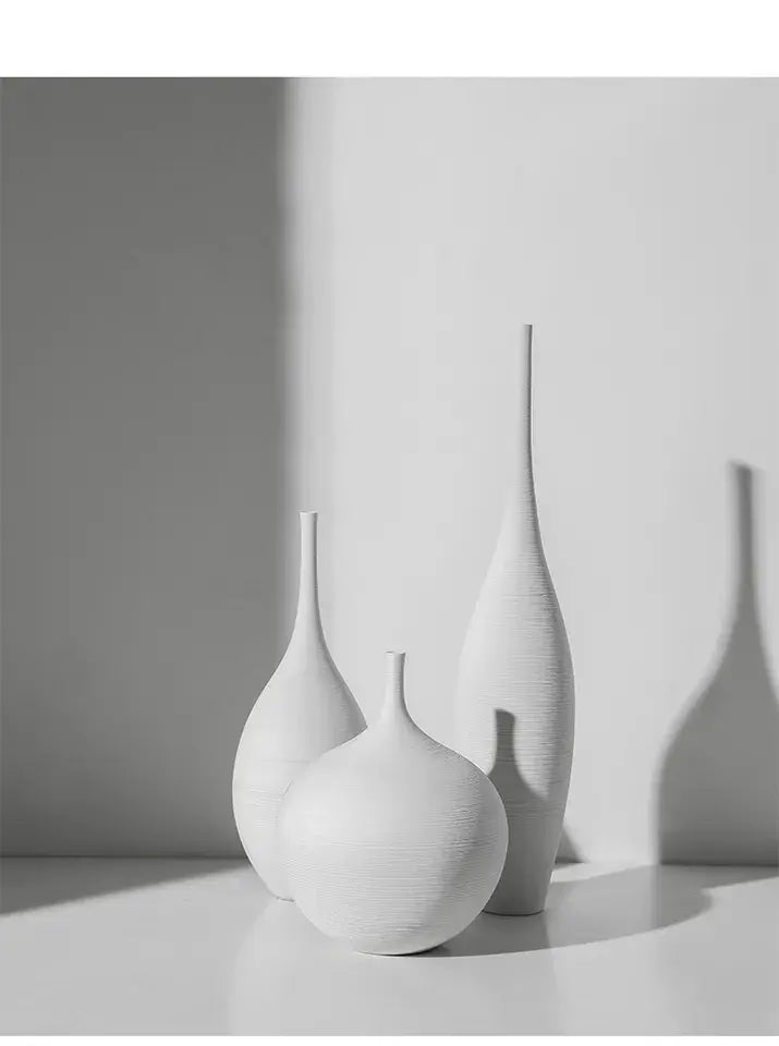 White Black Ceramic Vase Set, Modern Minimalist Ornaments