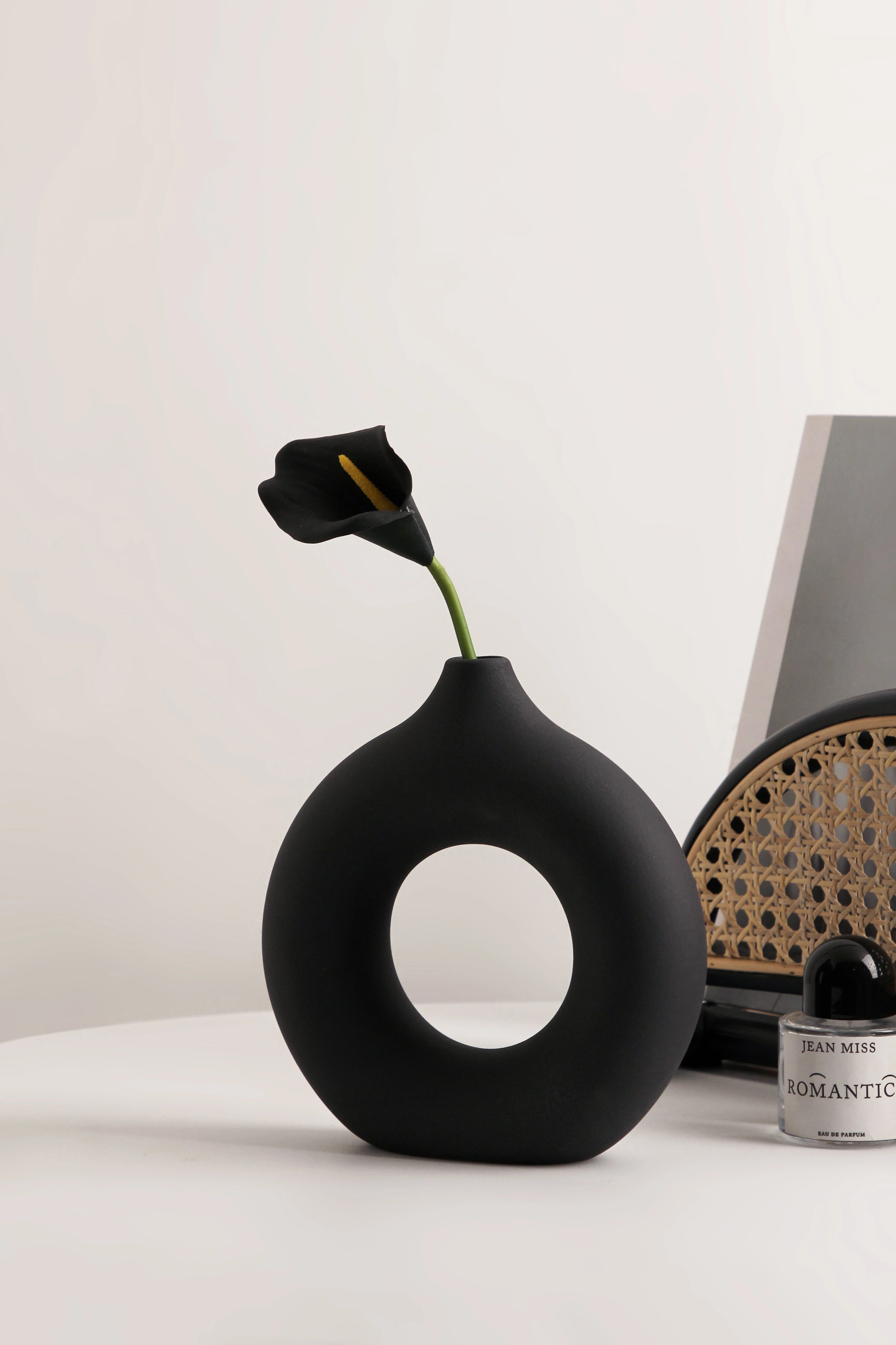 White Black Ceramic Vase Set, Modern Minimalist Ornaments