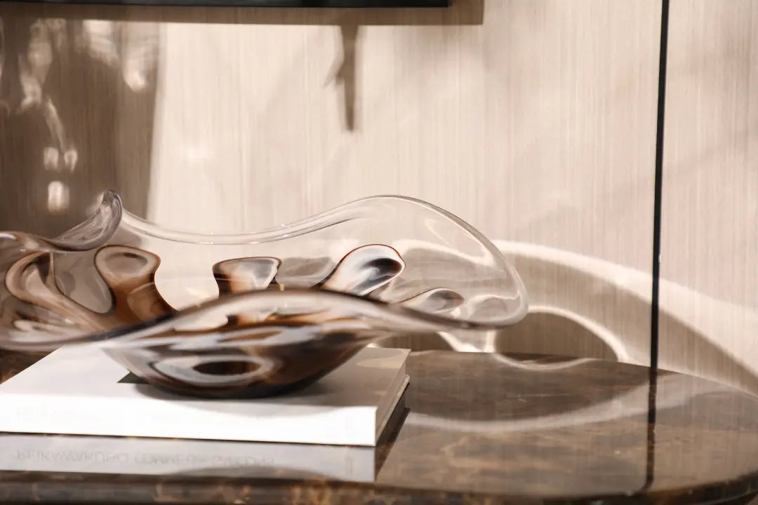 Seaweed-Inspired Handmade Glass Plate – Artistic Decorative Bowl (40.5 cm)