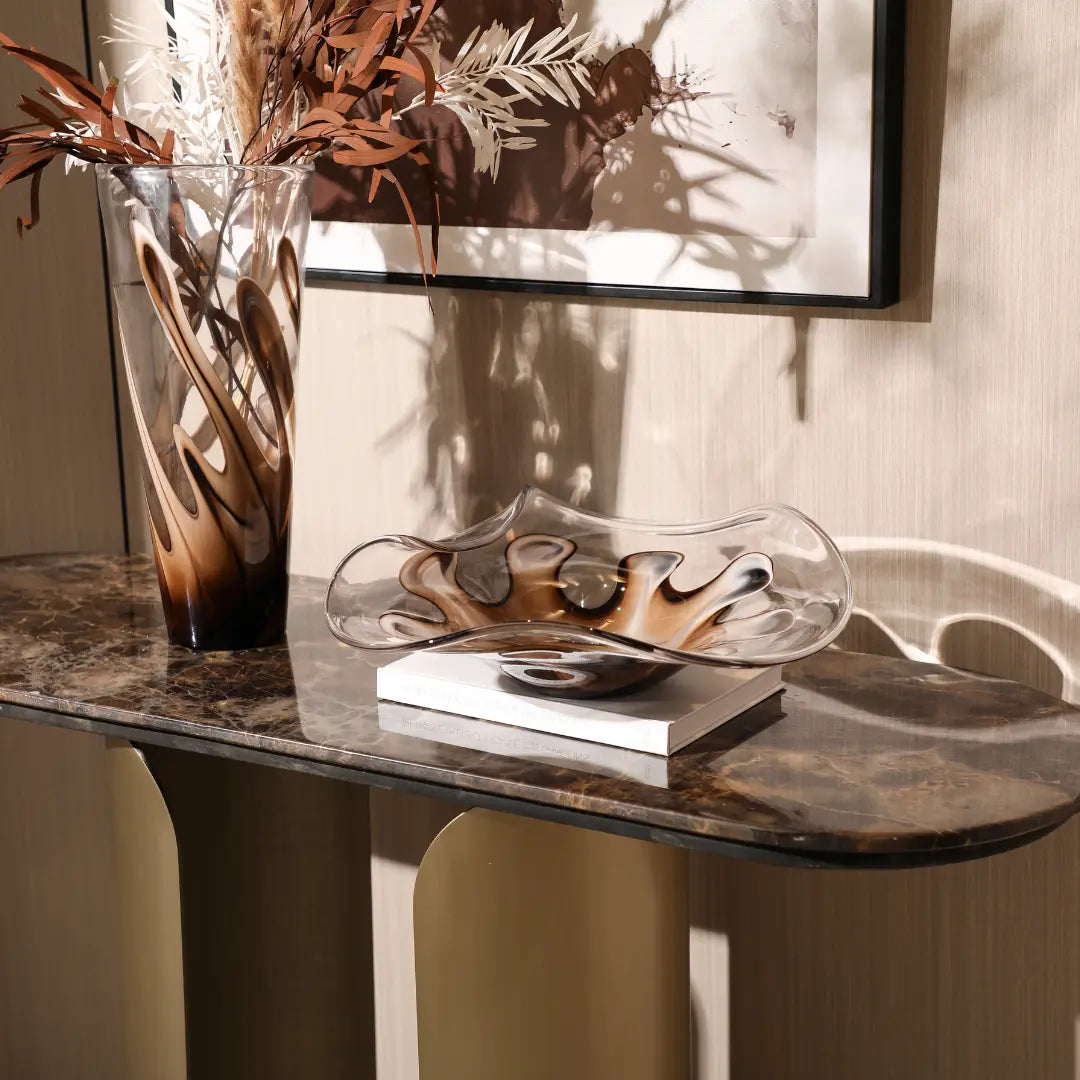 Seaweed-Inspired Handmade Glass Plate – Artistic Decorative Bowl (40.5 cm)