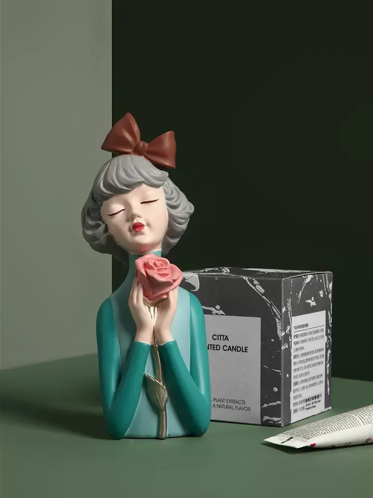 Butterfly Girl Flower Heart-Blue figurine