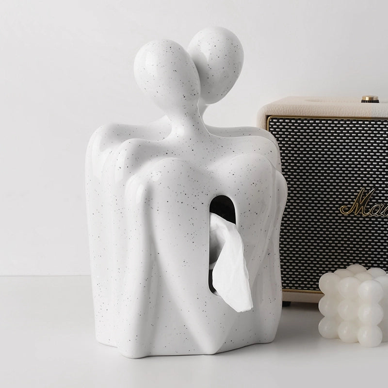 Couple Hugging Tissue Box with Broken Ink
