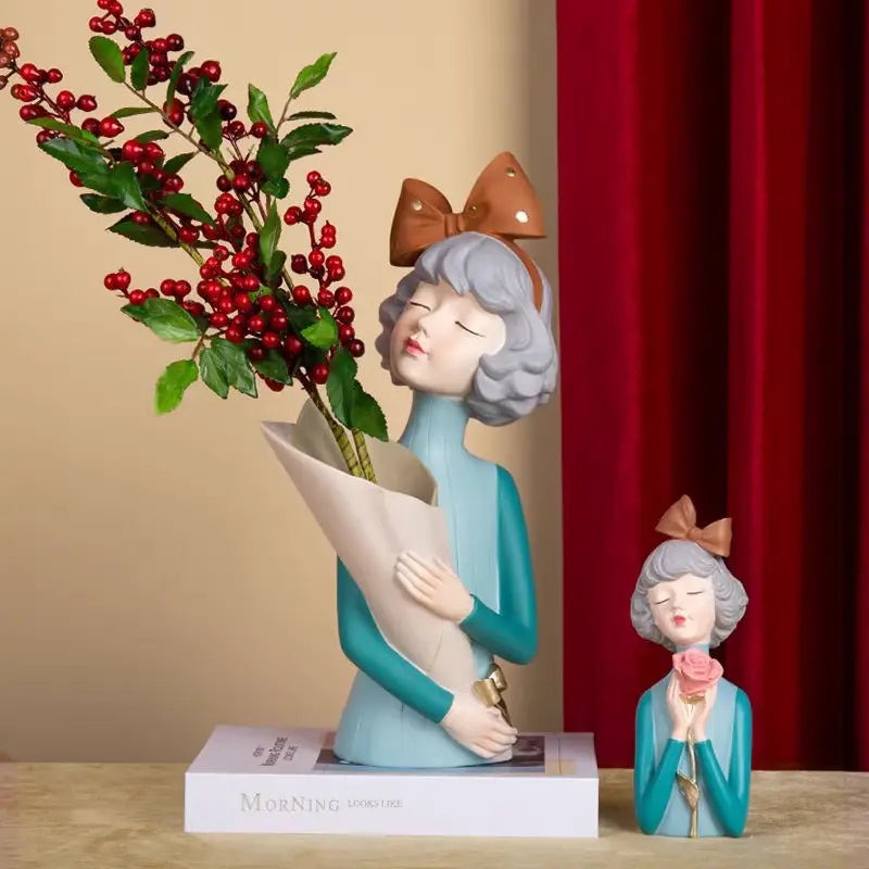 Butterfly Girl Flower Heart-Blue figurine