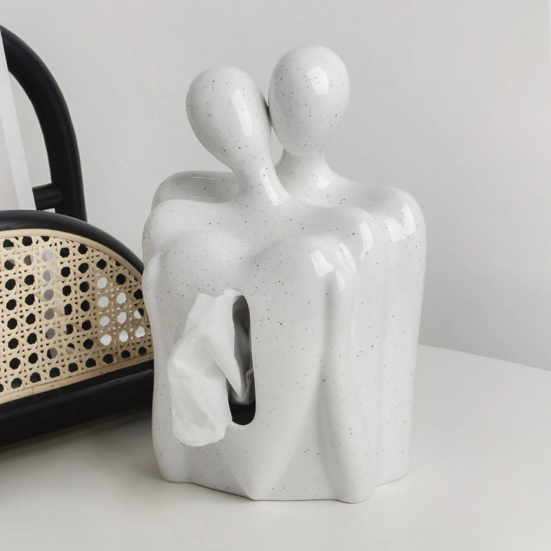 Couple Hugging Tissue Box with Broken Ink