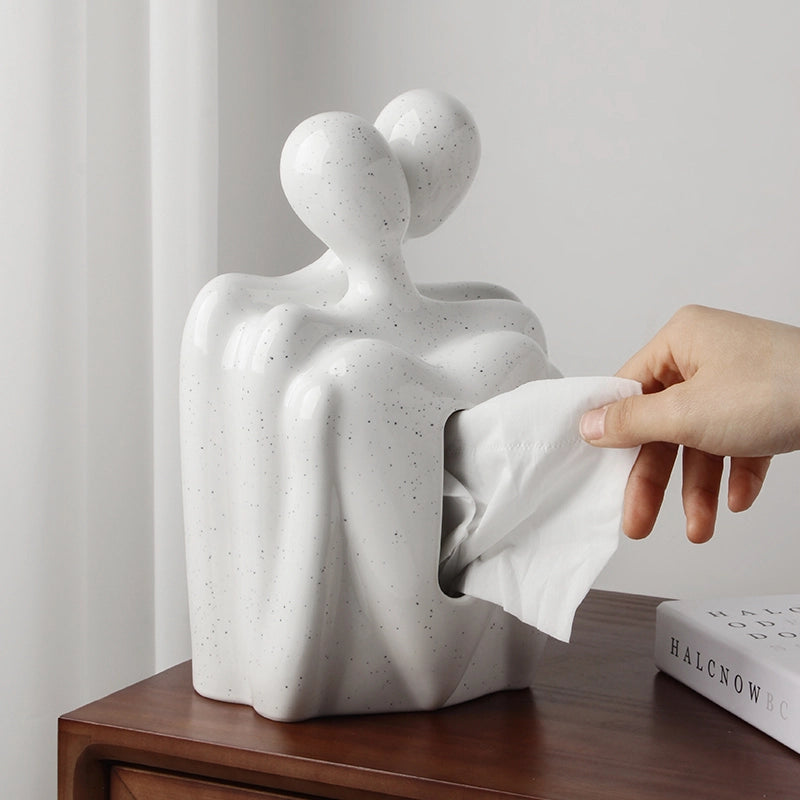 Couple Hugging Tissue Box with Broken Ink