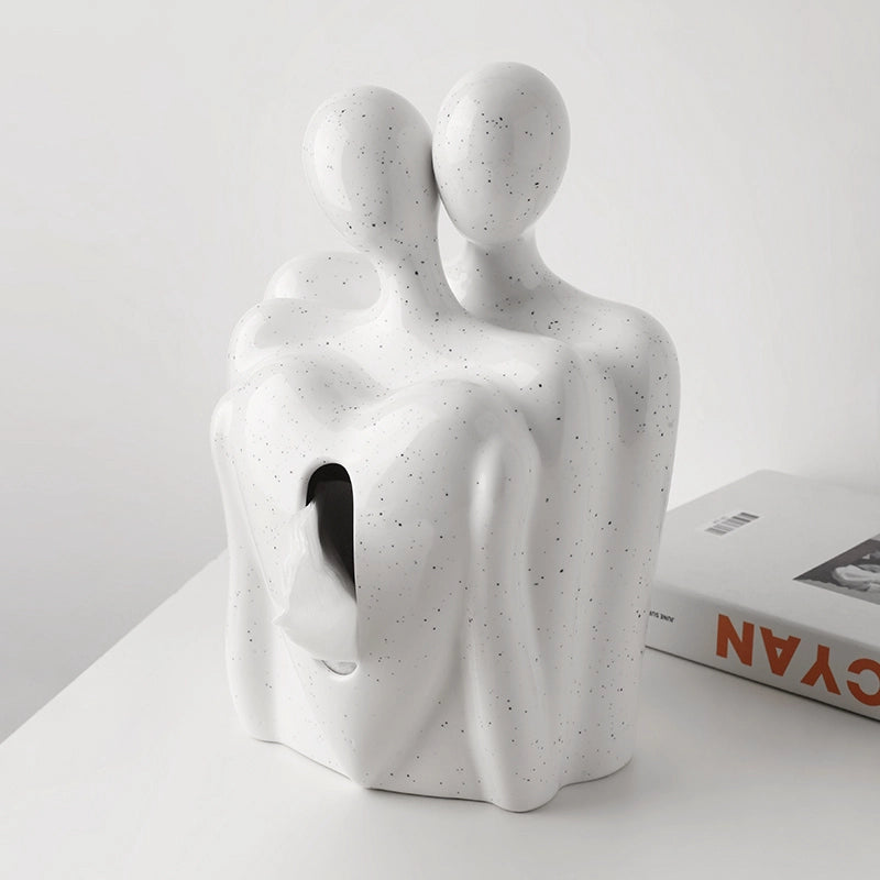 Couple Hugging Tissue Box with Broken Ink