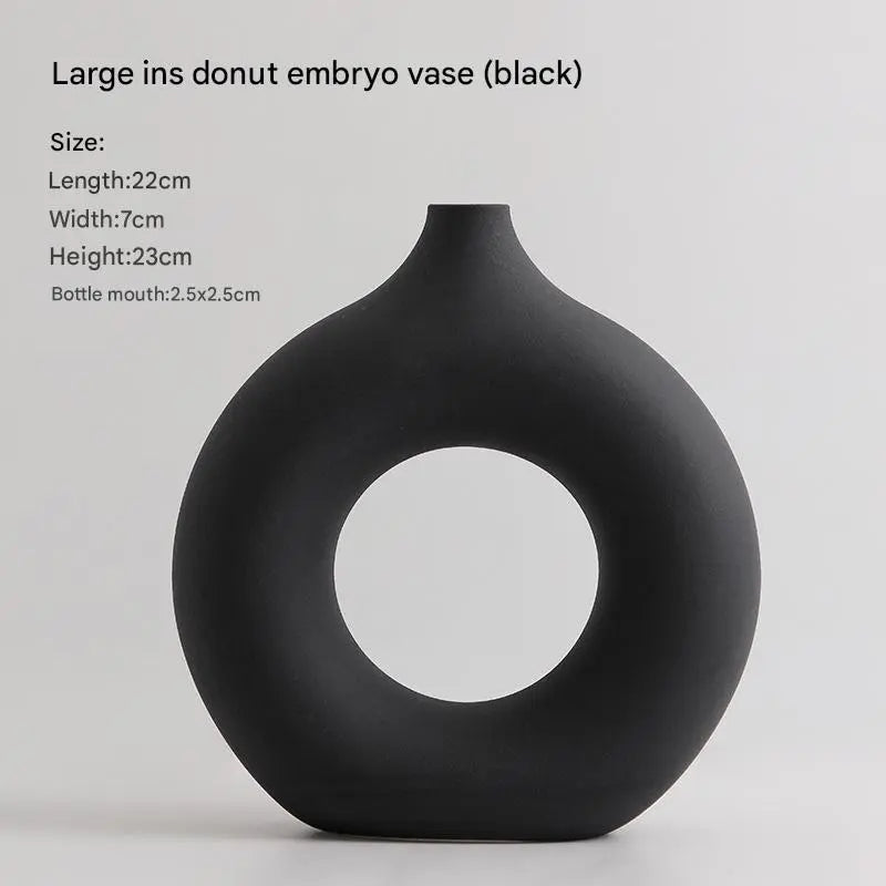 White Black Ceramic Vase Set, Modern Minimalist Ornaments