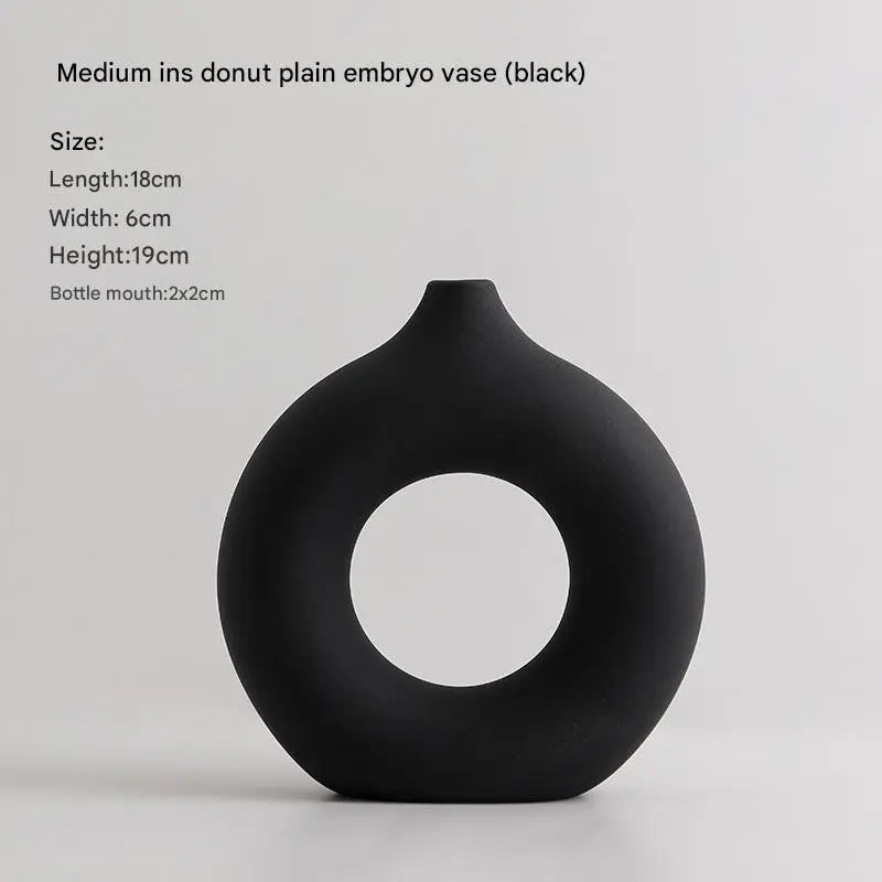 White Black Ceramic Vase Set, Modern Minimalist Ornaments