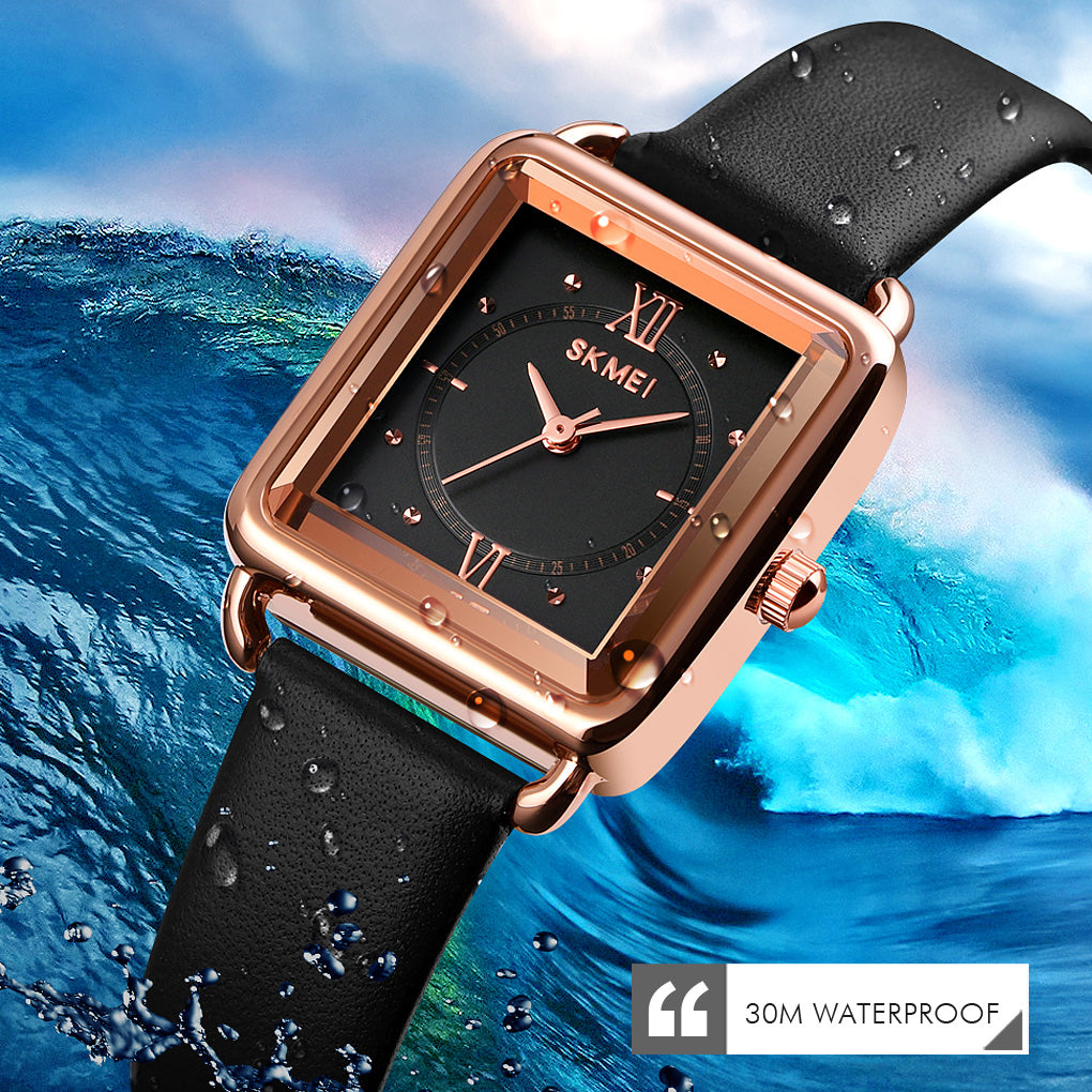 Skmei Women's Watch Leather Waterproof Black