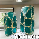 Sand Blowing Emerald Green Hand-Carved American Vase