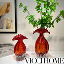 Handmade Sand Blowing Glass Crystal Vase – Heavy Red Cockscomb