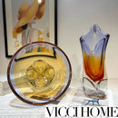 Sand Blowing Light Luxury Hollow Craft Glass Vase & Handmade Fruit Plate – High-End Elegance