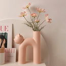Cream Fufu Cat Resin Vase