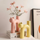 Cream Fufu Cat Resin Vase