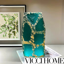 Sand Blowing Emerald Green Hand-Carved American Vase