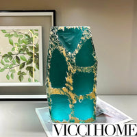 Sand Blowing Emerald Green Hand-Carved American Vase