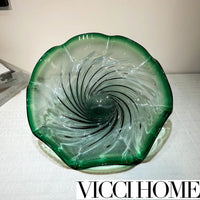 Sand Blowing Handcrafted Emerald Glass Fruit Plate – Sandblasted Finish