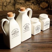 White Ceramic Seasoning Bottle Four-Piece Set – Kitchen Supplies