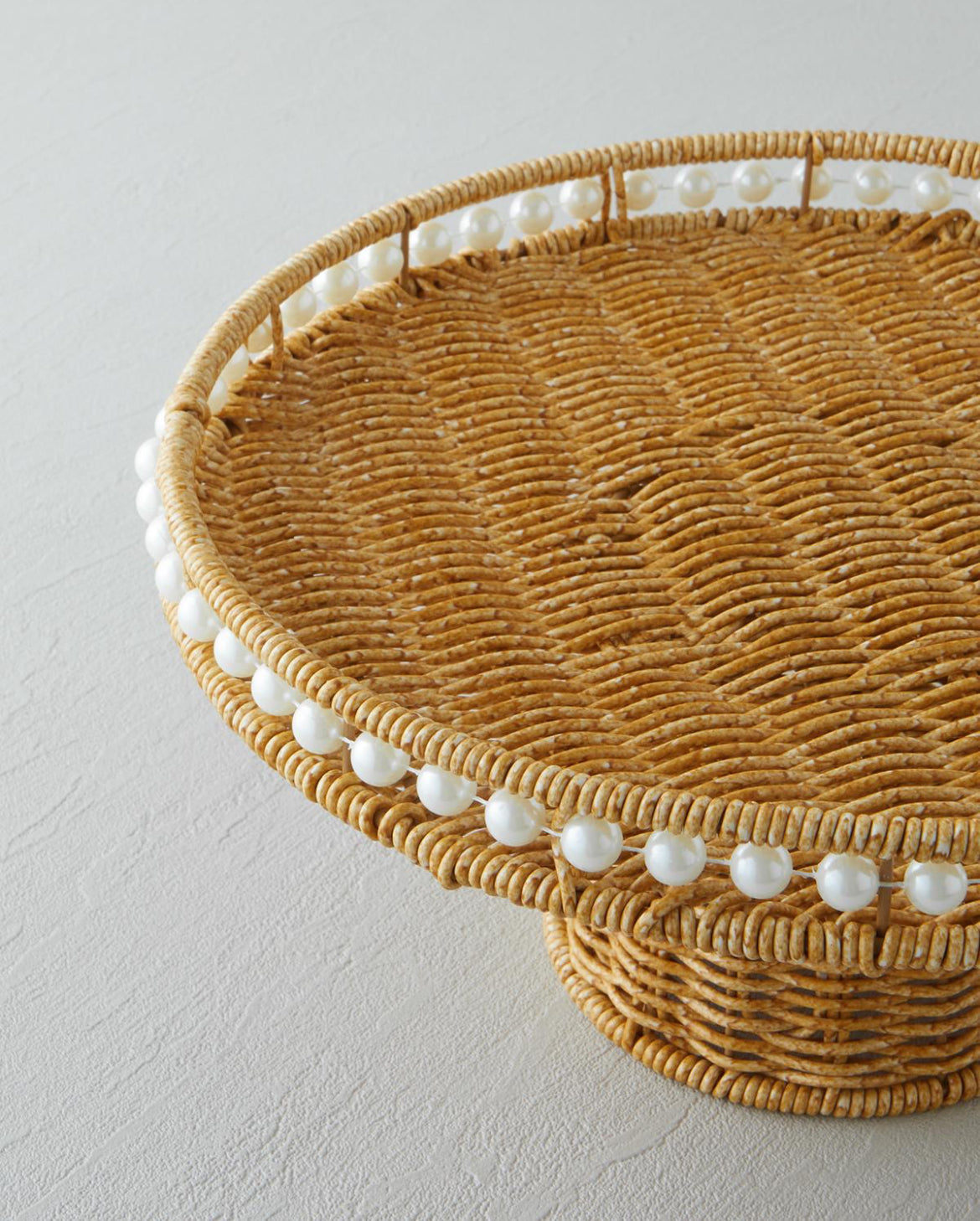PEARL PLASTIC RATTAN CAKE STAND 30 CM LIGHT BROWN Tray