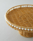 PEARL PLASTIC RATTAN CAKE STAND 30 CM LIGHT BROWN Tray