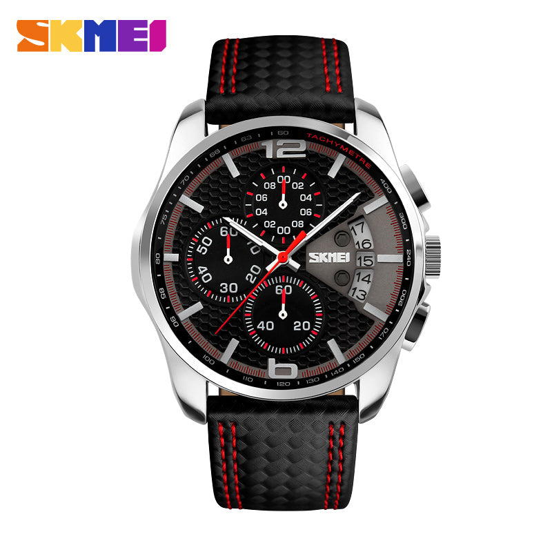 Skmie Men's Watch Leather Waterproof
