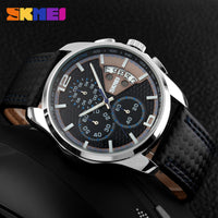 Skmie Men's Watch Leather Waterproof