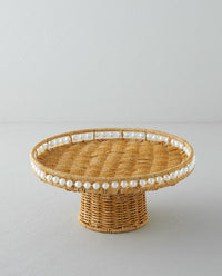 PEARL PLASTIC RATTAN CAKE STAND 30 CM LIGHT BROWN Tray
