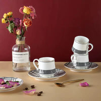 Brand D'oramie Turkish Coffee Cup Set – 6-Piece Ceramic Espresso Black