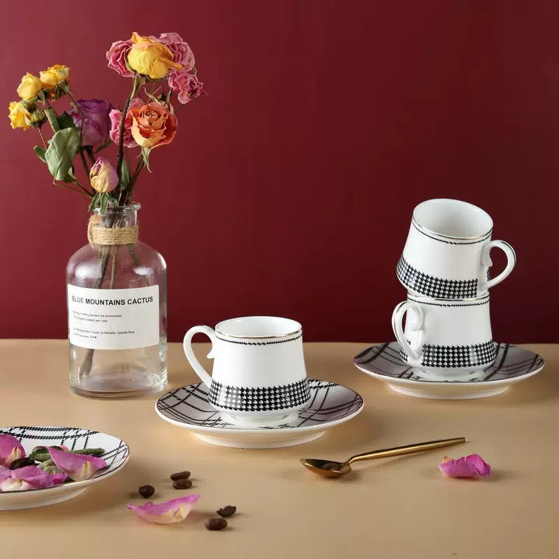 Brand D'oramie Turkish Coffee Cup Set – 6-Piece Ceramic Espresso Black
