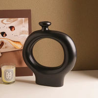 Creative Nordic Black White Striped Ceramic Vase High-End