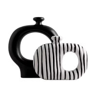 Creative Nordic Black White Striped Ceramic Vase High-End