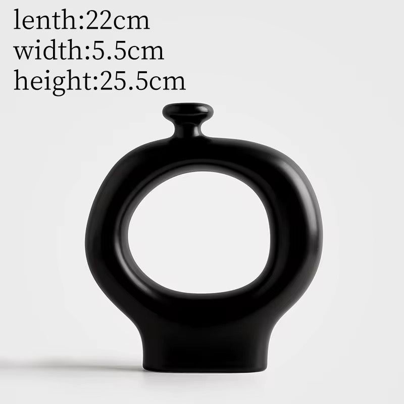 Creative Nordic Black White Striped Ceramic Vase High-End