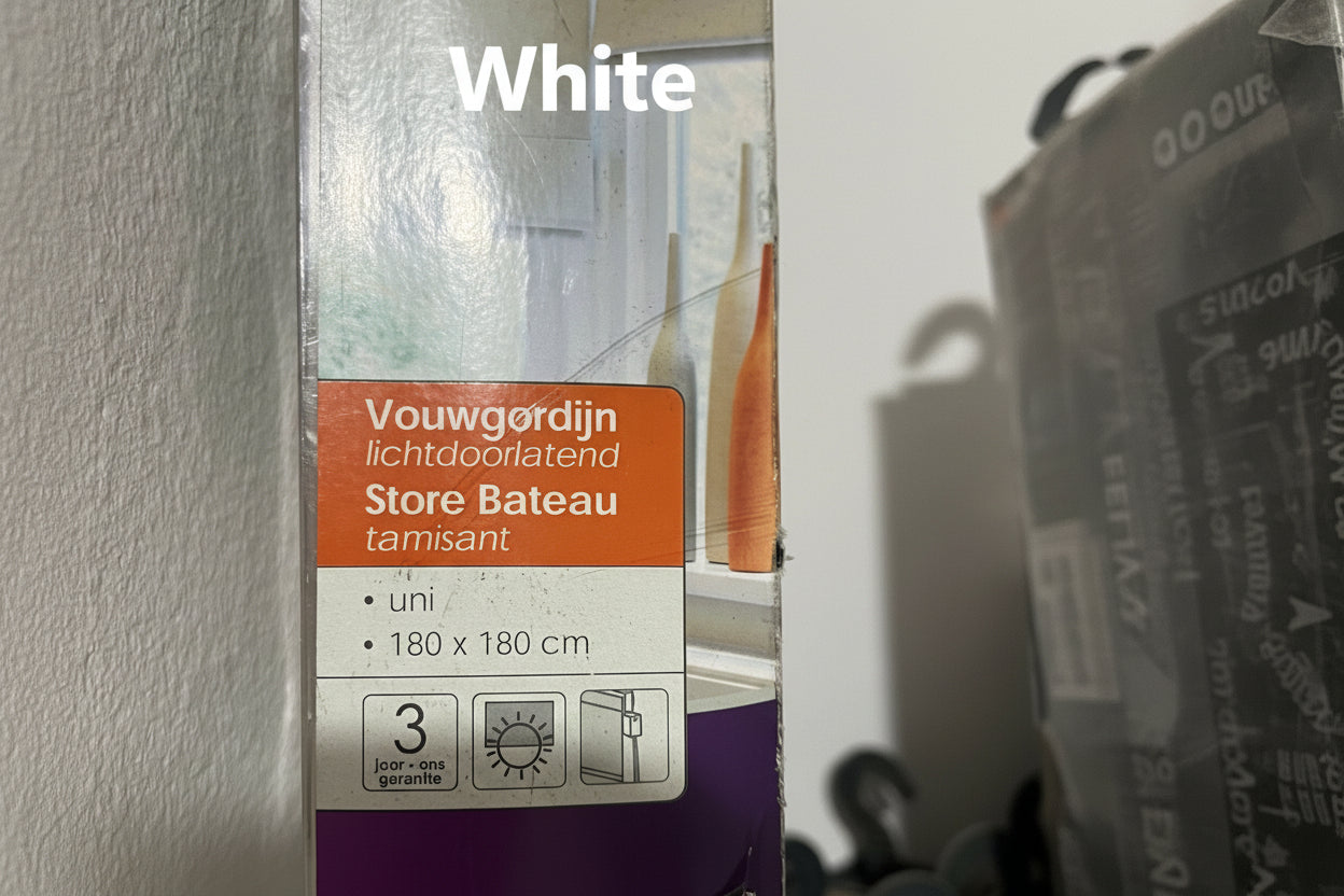 White Color Roman Blind (Vouwgordijn / Store Bateau) Made in France