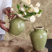 Dark Green Vintage Hydroponic Flower Vase
