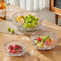 Crystal-Clear Glass Fruit Bowl – Light Luxury Tableware for Salads & Fruits