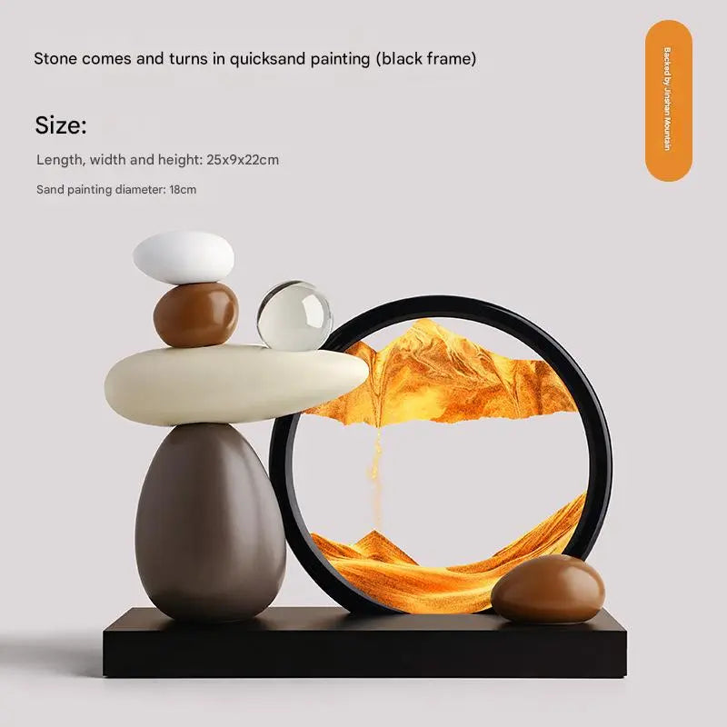 Stone Comes to Life Quick sand Painting – 7″ Black Frame with Gold Accent