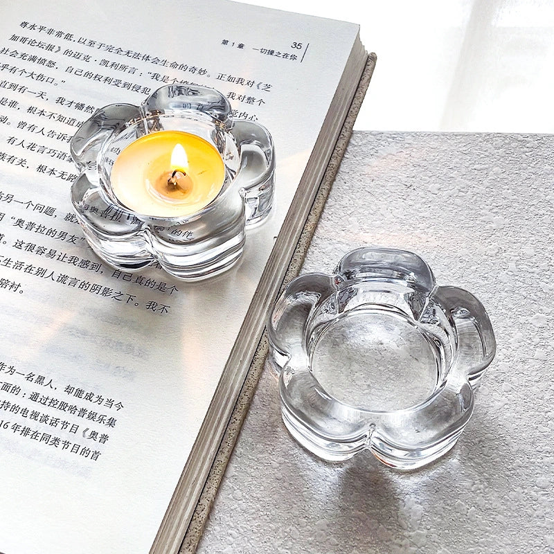 Plum Blossom Glass Candlestick