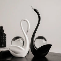 Crystal Ball Couple Swan Ornaments (black and white)