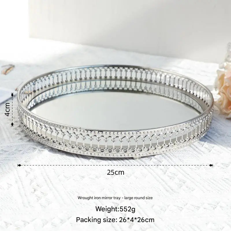 Silver Metal Luxury Mirror Tray