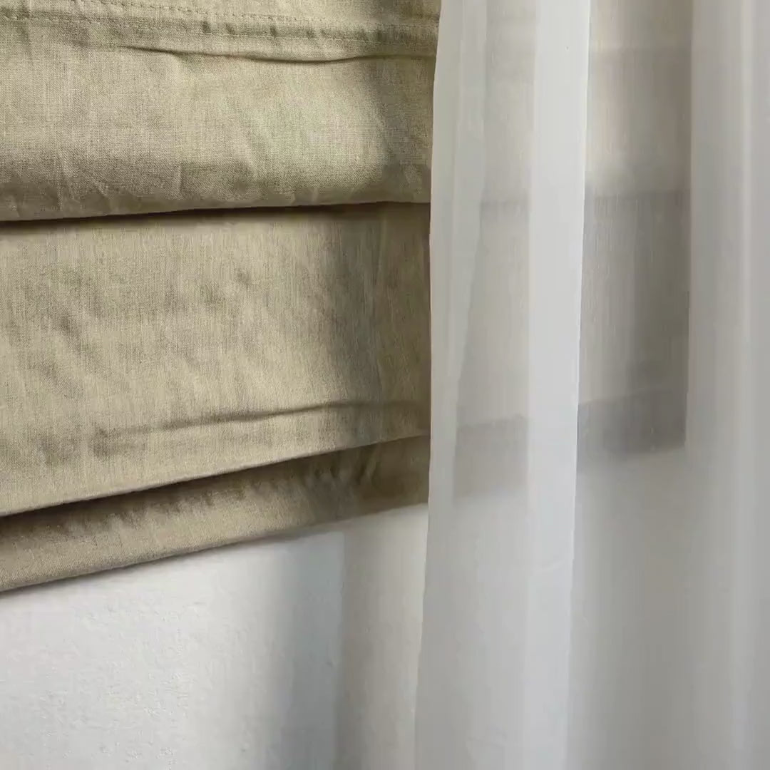 Beige Color Roman Blind (Vouwgordijn / Store Bateau) Made in France